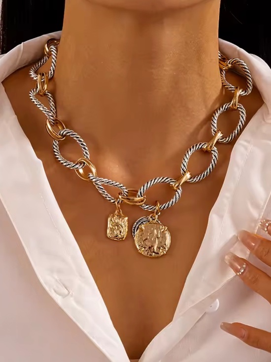 Anthropologie Jewelry - Celestial Coin Charm Link Necklace